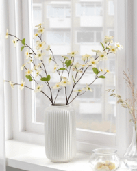 Ikea SMYCKA Dogwood artificial flower arranged aesthetically in a vase