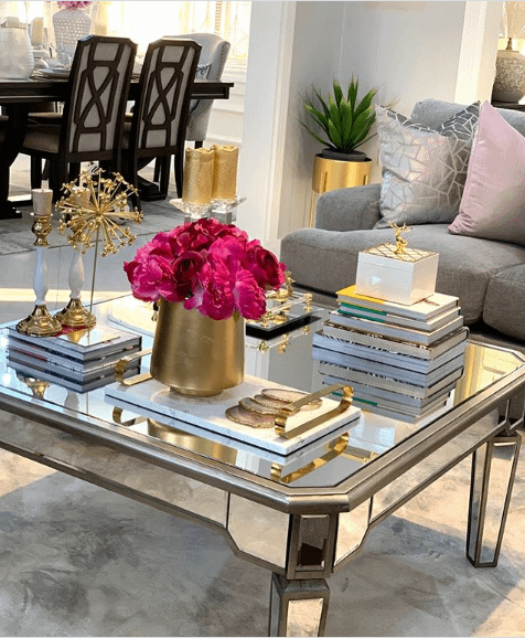 coffee table styled with books & candles