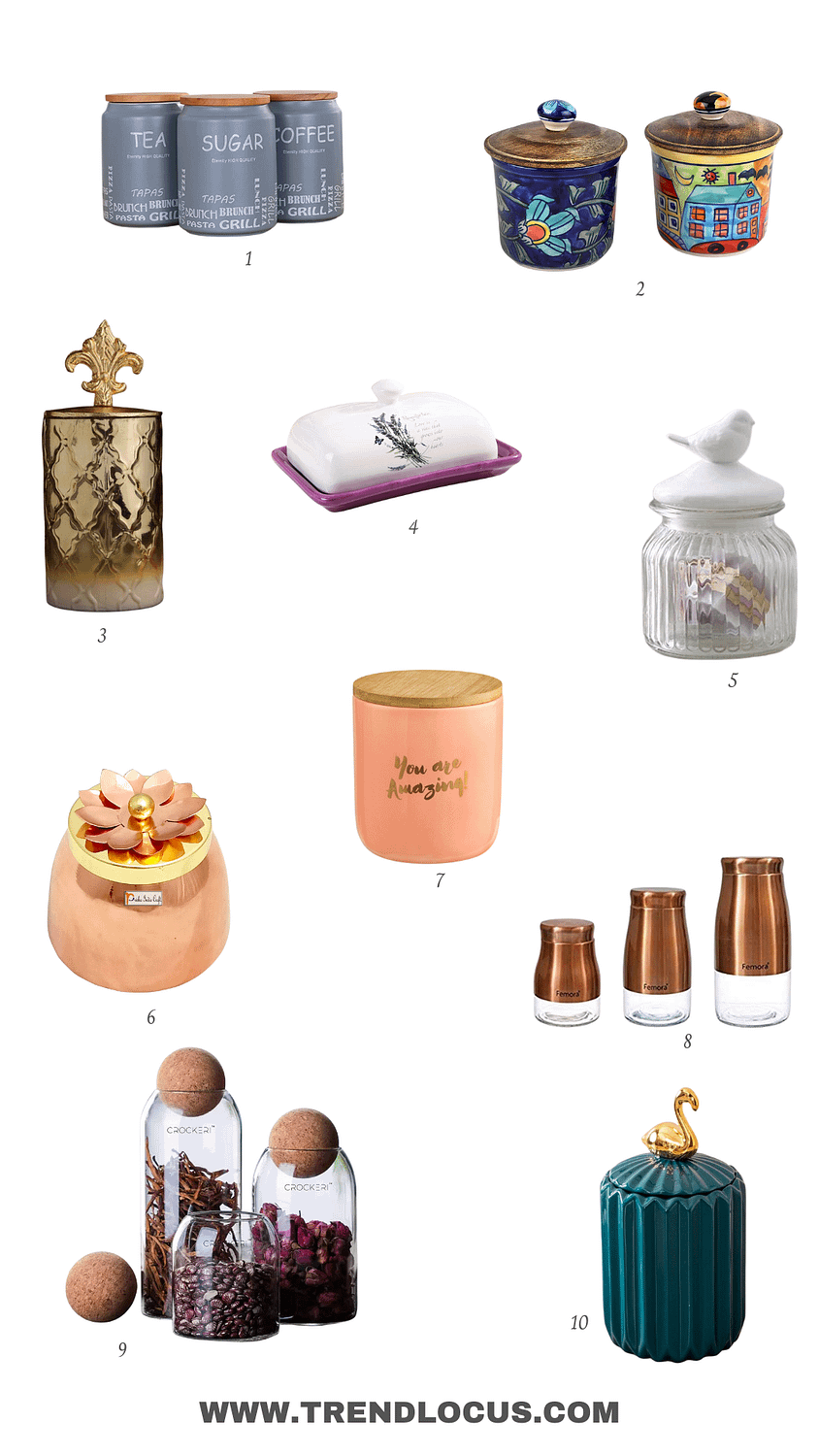 moodboard of jars and canisters available on amazon