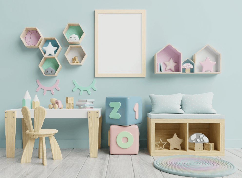 hexagonal wall shelves placed on wall to enhance home decor